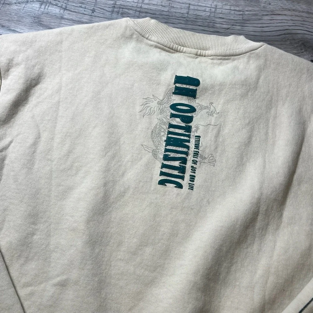 Unbranded‎ Dragon Graphic Sweatshirt Unisex L Cream An Optimistic Streetwear